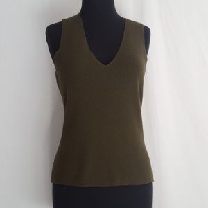 Limited Dark Olive V Neck Knit Tank Medium